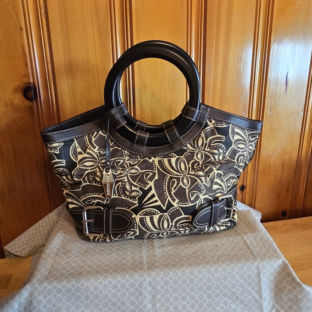 Naturalizer Black Brown and Cream Patterned Purse